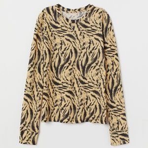 H&M Trend Tiger-Striped Jersey Top Size XS